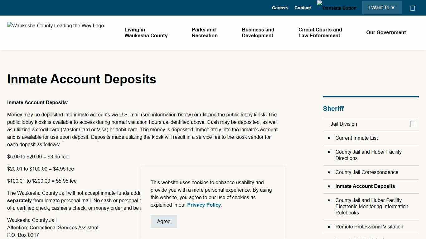 Inmate Account Deposits | Waukesha County