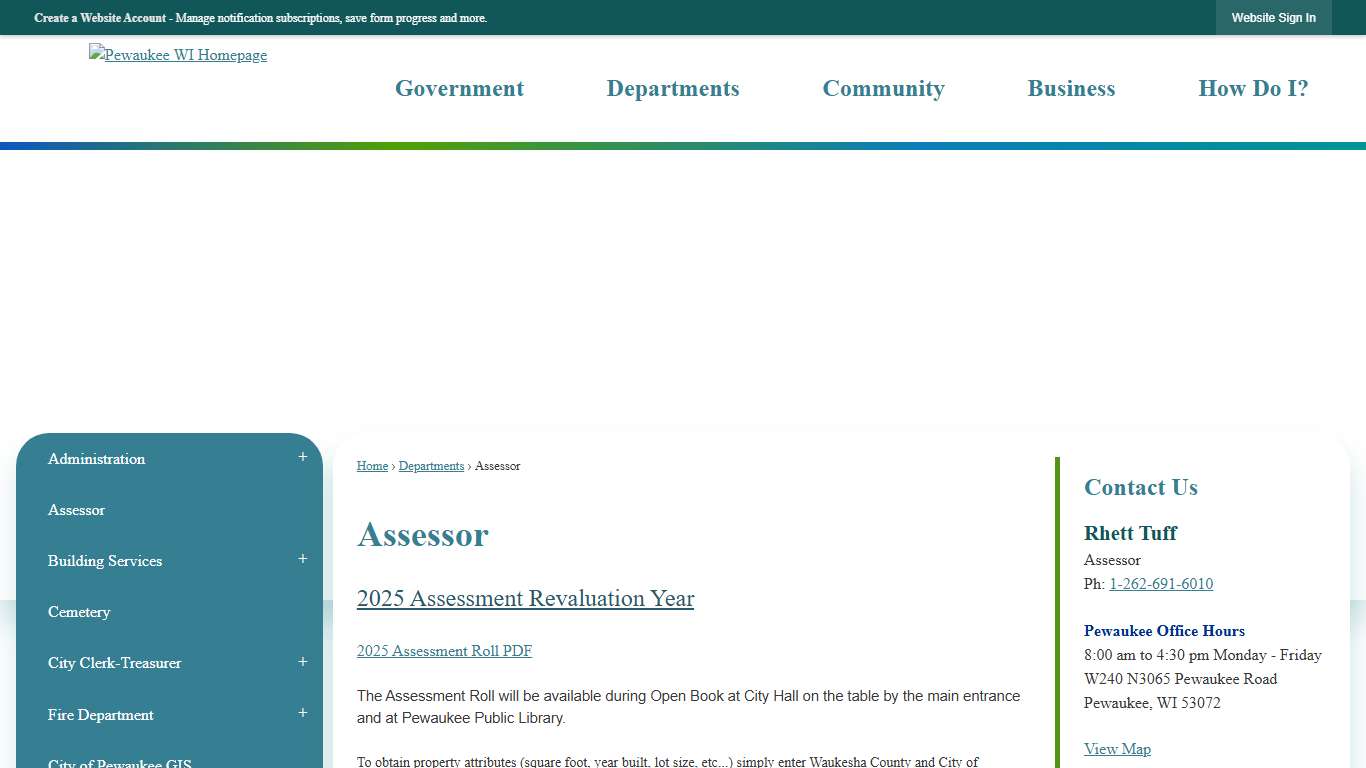 Assessor | Pewaukee, WI - Official Website